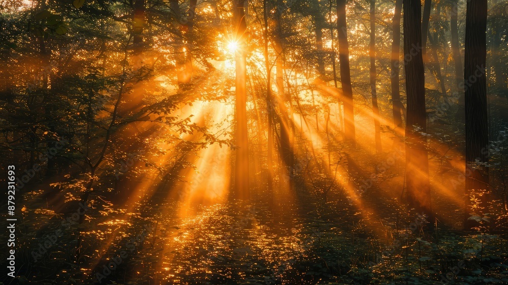 Naklejka premium Glowing sunset casting warm light on mountains