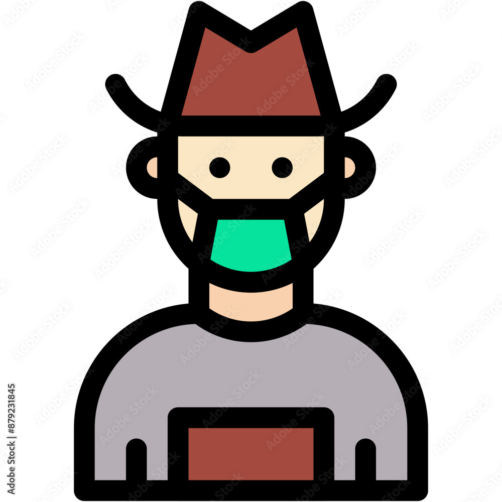 Naklejka premium farmer, overalls, hat, caucasian, man Icon