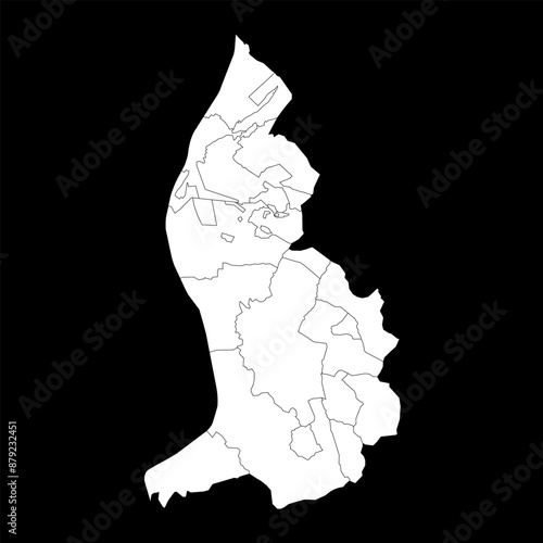 Liechtenstein map administrative divisions. Vector illustration.