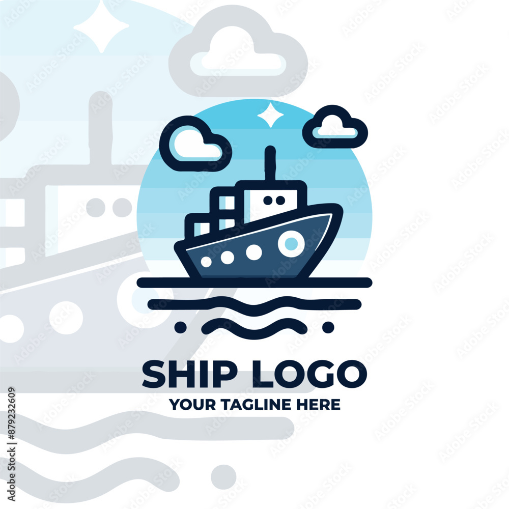 Minimalist Ship Logo Vector Design Minimalist Ship Logo Vector Design