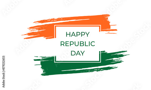 Happy Republic Day in India. Tri color national flag brush stroke. Vector illustration
