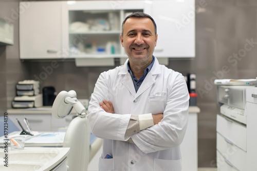 Wallpaper Mural A professional dentist in a clinic. The dentist wears a medical gown and is in the clinic. Torontodigital.ca