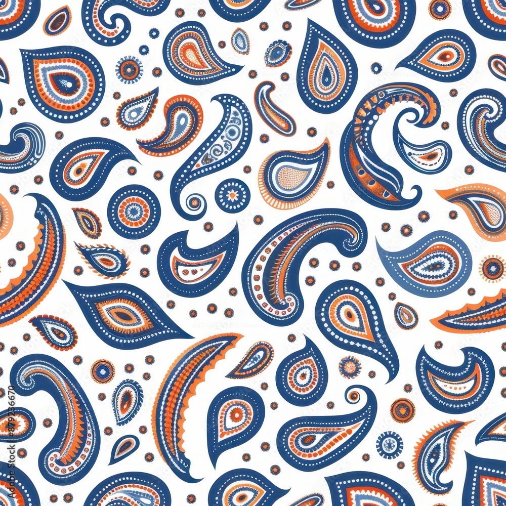 Blue And Orange Paisley Pattern Blue And Orange Paisley Pattern