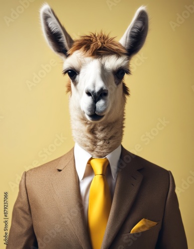 background jacket stylish looking cool stylish with r yellow tie text banner animal llama space © wafi
