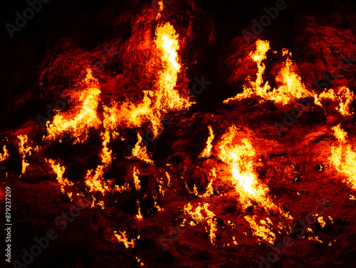 Darvaza Gas Crater, in the Karakum Desert in Turkmenistan at night 4