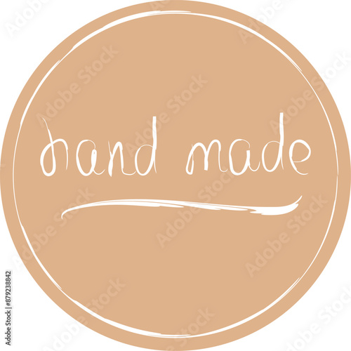 hand made sticker on kraft paper background