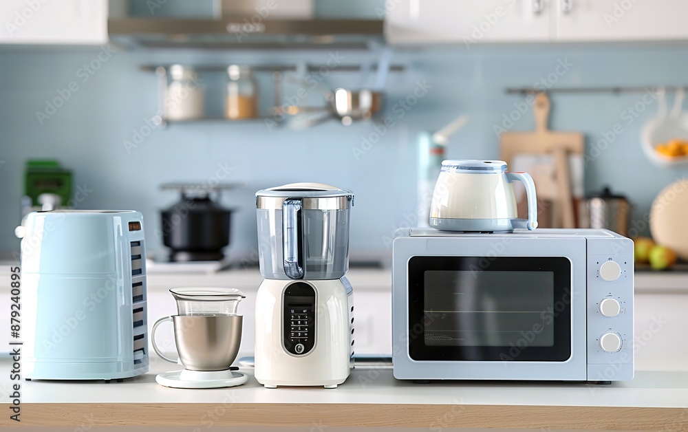Retro Styled Kitchen Appliances on Counter Retro Styled Kitchen Appliances on Counter