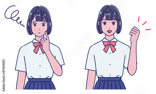 アニメ風女子生徒　悩み・解決
