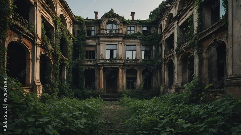 big old mansion with overgrown vines and crumbling walls big old mansion with overgrown vines and crumbling walls