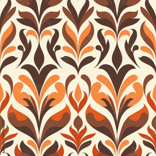 Vintage Orange And Brown Floral Pattern