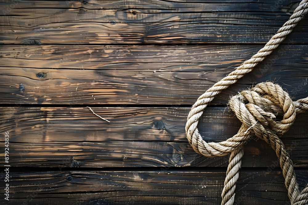 wooden background with rope