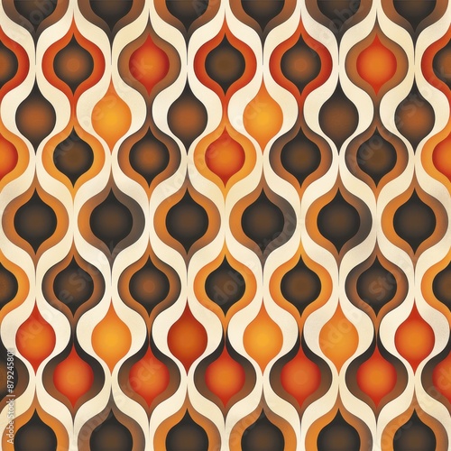 Vintage S Pattern in Orange, Brown, and White