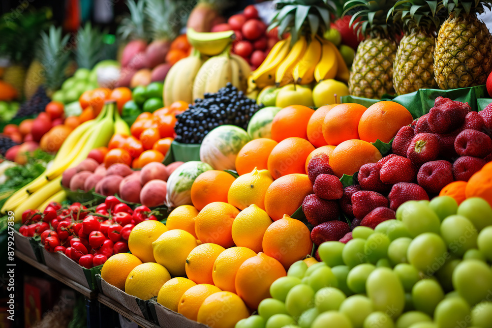Ai generated image of traditional fresh vegetable in street food market Ai generated image of traditional fresh vegetable in street food market