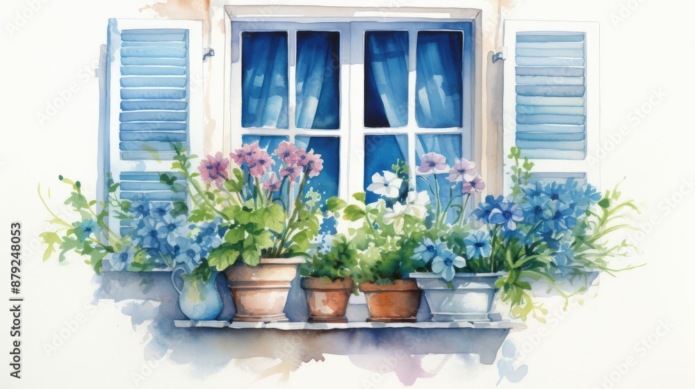 A window with blue shutters A window with blue shutters