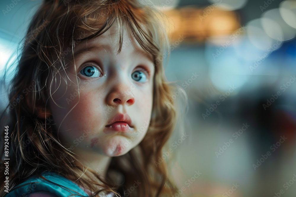 Poor little kid lost in big city forest woods airport street, Generative AI modern technology picture Poor little kid lost in big city forest woods airport street, Generative AI modern technology picture