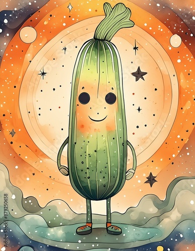 illustration of zucchini with legs photo