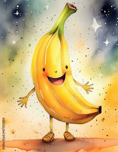 illustration of a banana with legs photo