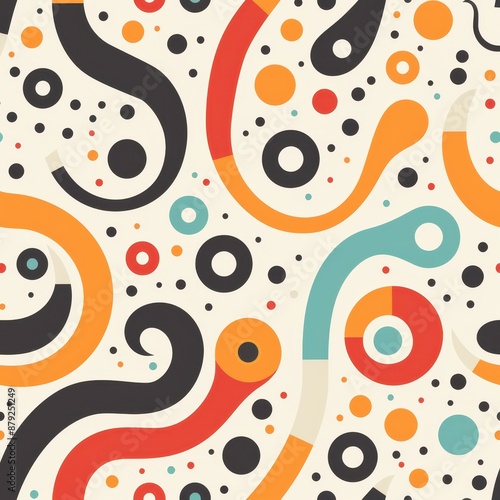 Abstract Colorful Pattern With S Shapes and Circles photo