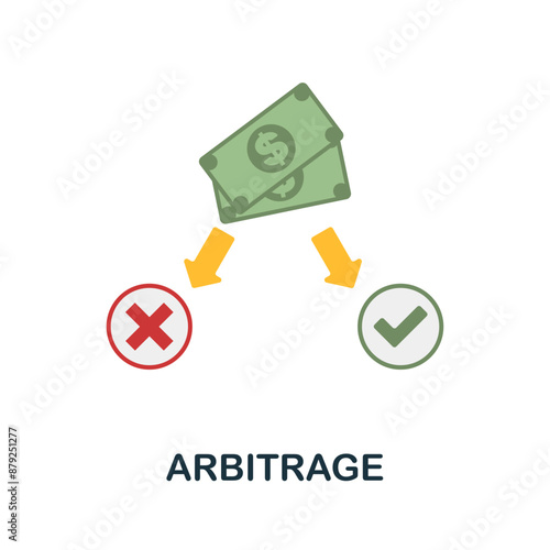 Arbitrage flat icon. Colored sign from stock market collection. Creative Arbitrage icon illustration for web design, infographics and more