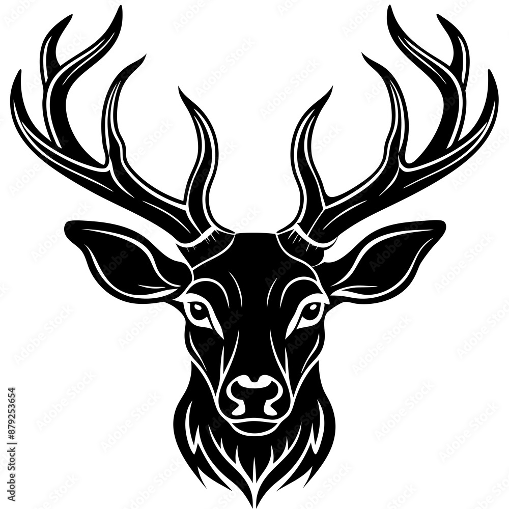 Naklejka premium deer head vector,deer, animal, vector, reindeer, mammal, cartoon, illustration