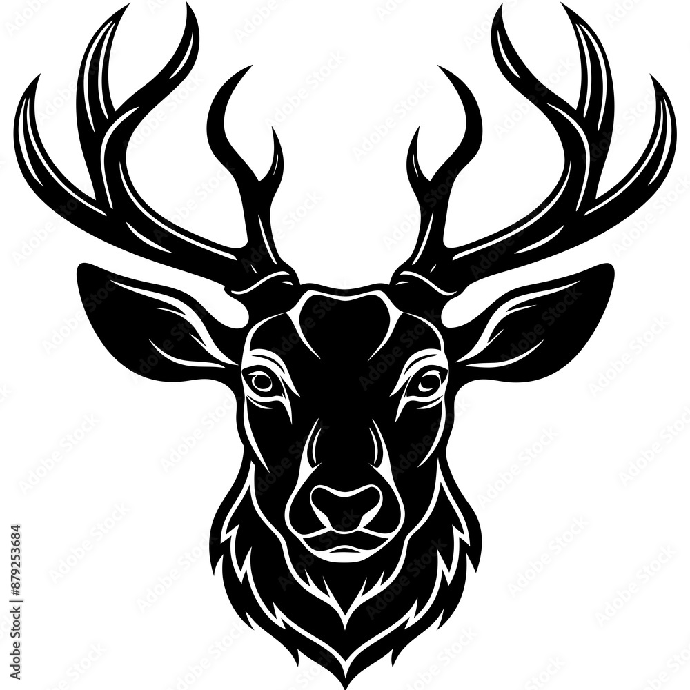 Naklejka premium deer head vector,deer, animal, vector, reindeer, mammal, cartoon, illustration