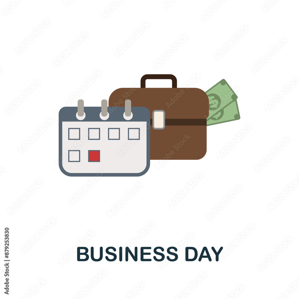 Business Day flat icon. Colored sign from stock market collection. Creative Business Day icon illustration for web design, infographics and more Business Day flat icon. Colored sign from stock market collection. Creative Business Day icon illustration for web design, infographics and more