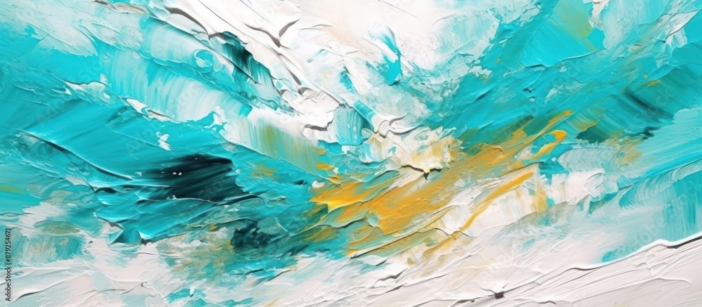 Abstract Painting in Turquoise, White and Gold Abstract Painting in Turquoise, White and Gold