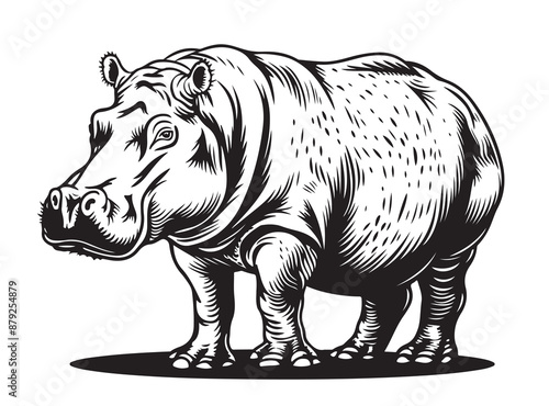 isolated hippo vector illustration
