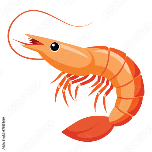 a cartoon drawing of a shrimp with a black eye and a white background.
