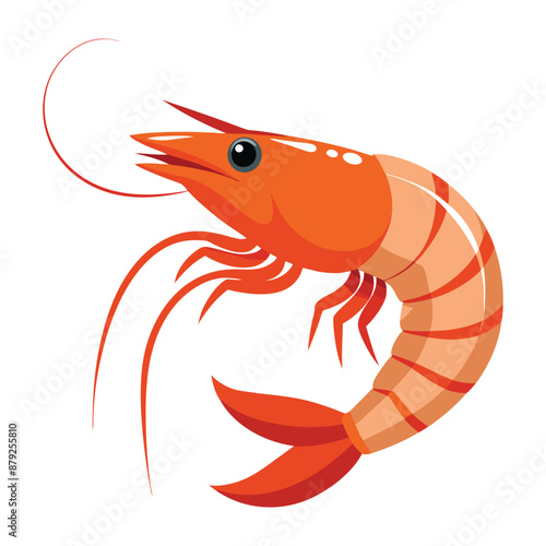 a cartoon drawing of a shrimp with a black eye and a white background.