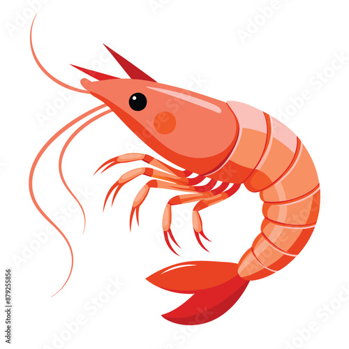 a cartoon drawing of a shrimp with a black eye and a white background.