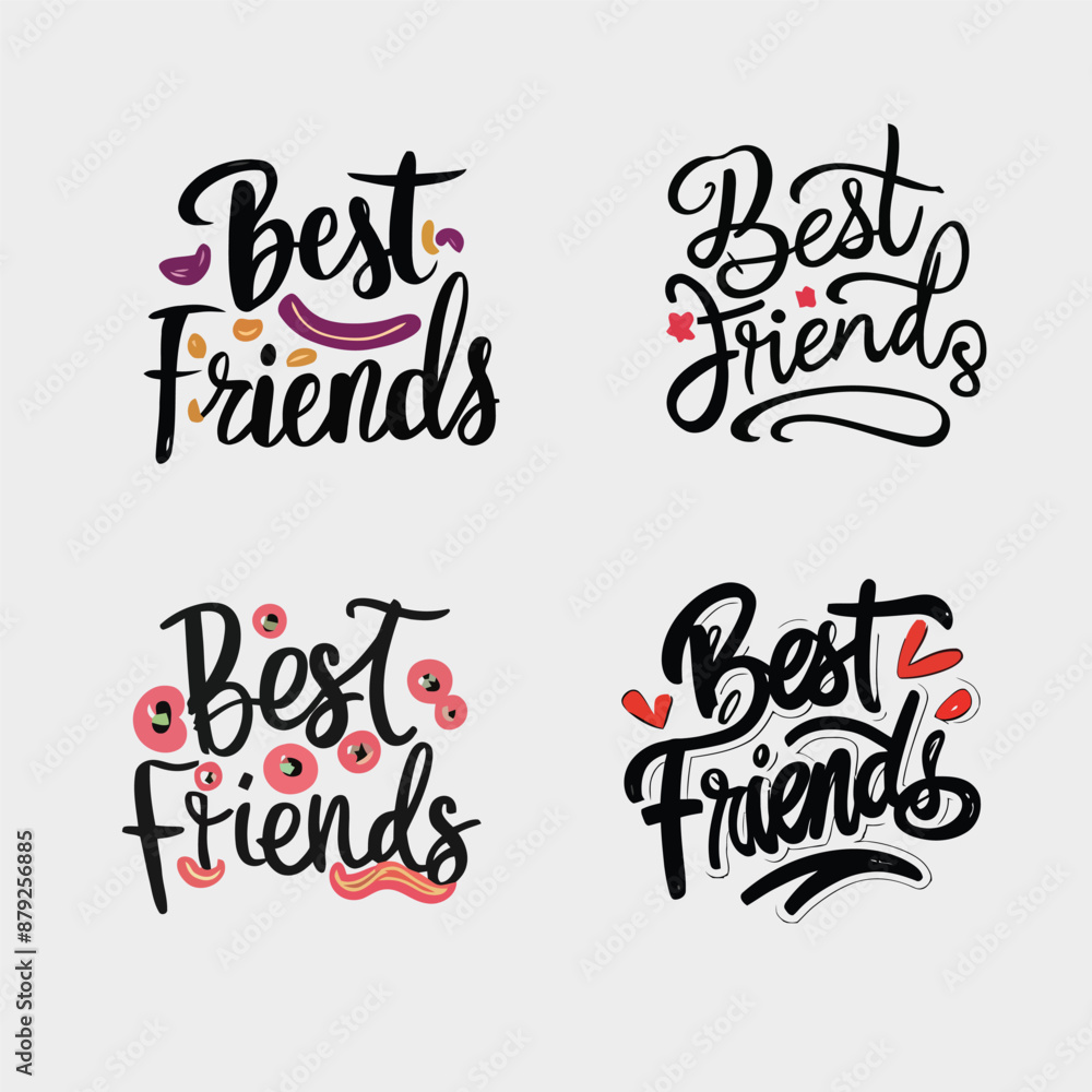Friendship Day hand lettering phrase. Friends concept. Greeting card quote, typography template. Friendship Day hand lettering phrase. Friends concept. Greeting card quote, typography template.