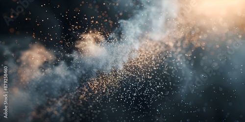 Examining dust particles in the air to highlight the importance of quality control. Concept Quality Control, Dust Particles, Airborne Contaminants, Industrial Processes, Environmental Monitoring