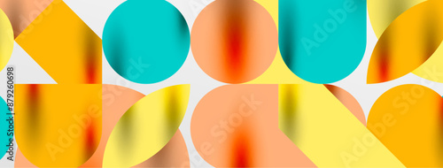 Wallpaper Mural Mosaic geometric elements. Colorful circles, round geometric shapes and lines with shadow 3d effects. Simple forms abstract background for wallpaper, banner, template or landing Torontodigital.ca