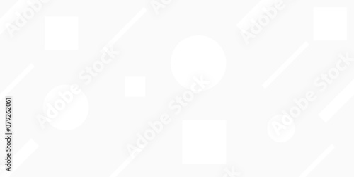 soft gray background. pattern white geometric circle square and stripes lines.