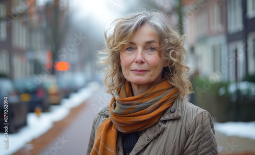 Wallpaper Mural A woman with a scarf on her neck and a jacket on Torontodigital.ca