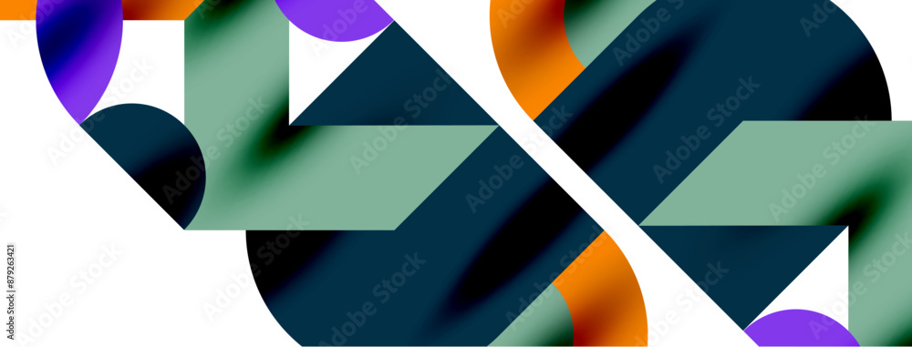 Metal color circles with shadows and other geometric elements composition for wallpaper, banner, background or landing