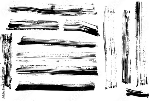 Set of vector paint brush stroke. Dirty watercolor texture, box, frame, grunge background, splash or creative shape for social media. Abstract drawing.