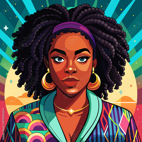 illustration of afro american woman