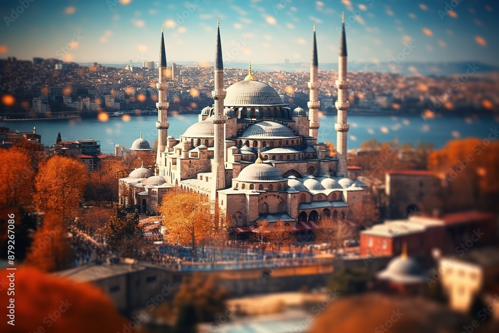 Naklejka premium Blue Mosque at the twilight, Istanbul, Turkey 