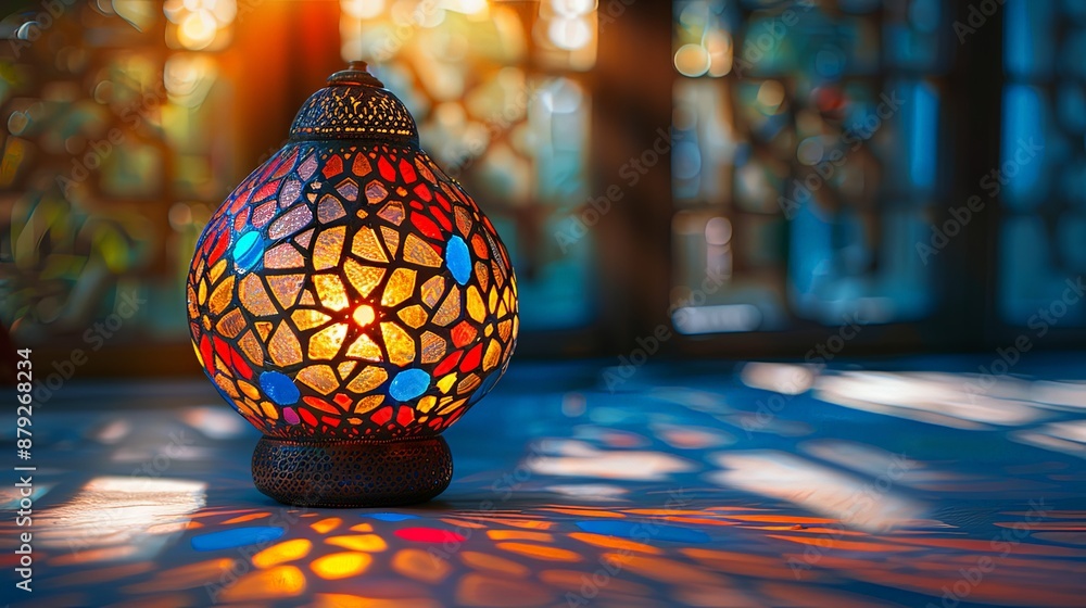Obraz premium Ornamental Lamp with Stained Glass Design