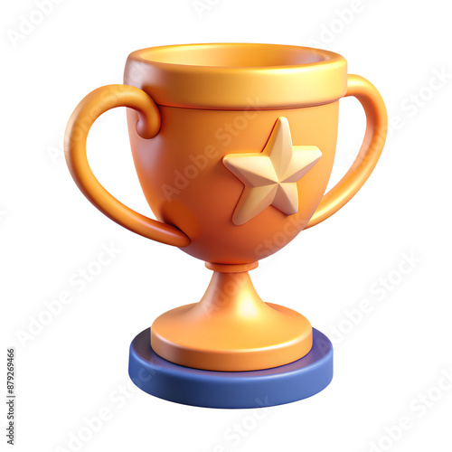 Winning golden cup 3d icon isolated on the transparent background