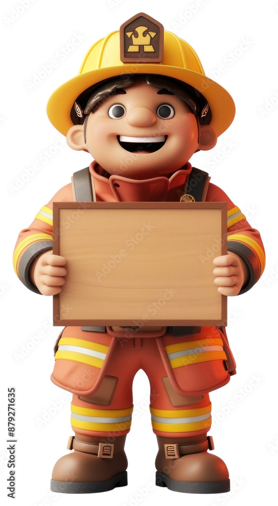 PNG Happy firefighter holding board standing helmet person. PNG Happy firefighter holding board standing helmet person.