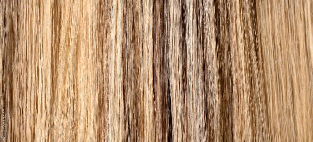 Naklejka premium Woman hair dyeing in salon closeup pattern background