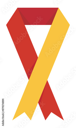 Anti-hepatitis ribbon isolated on white background. Red and yellow color ribbon. Vector illustration, EPS10