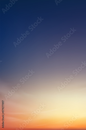 Sunset Sky Background,Sunrise with Yellow,Orange,Purple,Blue Sky,Nature Landscape Dramatic Golden Hour with twilight Sky in Evening after Sun Dawn,Vector Gradient Horizon Spring sundown by Sea Beach