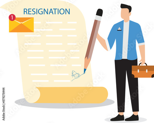 Professional write resignation letter to quit job or inform to leave company change new job or notify boss manager of dismissal concept businessman professional with pen writing resignation email