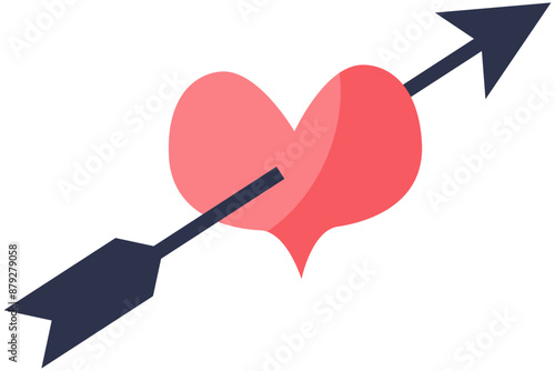 A red heart pierced by a black arrow symbolizing love and Cupid's arrow.