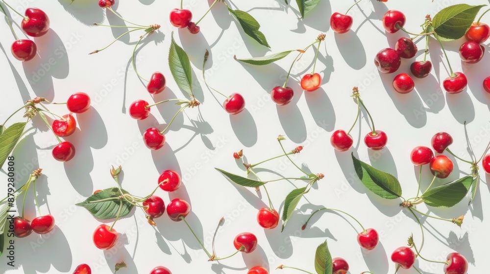 Japanese cherries on a white backdrop Japanese cherries on a white backdrop