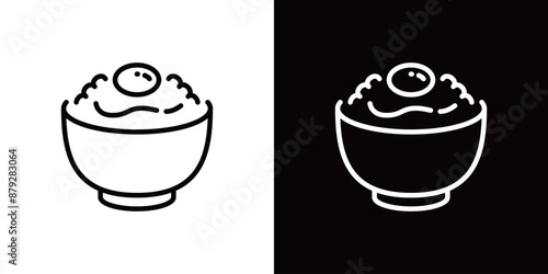 シンプルな卵かけご飯のラインアイコン